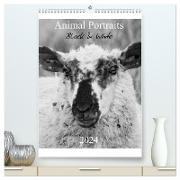 Animal Portraits Black & White 2024 CH Version (hochwertiger Premium Wandkalender 2024 DIN A2 hoch), Kunstdruck in Hochglanz