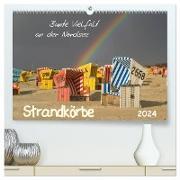Strandkörbe ¿ bunte Vielfalt an der Nordsee (hochwertiger Premium Wandkalender 2024 DIN A2 quer), Kunstdruck in Hochglanz