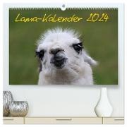 Lama-Kalender 2024 (hochwertiger Premium Wandkalender 2024 DIN A2 quer), Kunstdruck in Hochglanz