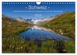 Schweiz - Impressionen der idyllischen Bergwelt im Laufe der Jahreszeiten (Wandkalender 2024 DIN A4 quer), CALVENDO Monatskalender