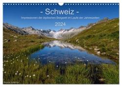 Schweiz - Impressionen der idyllischen Bergwelt im Laufe der Jahreszeiten (Wandkalender 2024 DIN A3 quer), CALVENDO Monatskalender