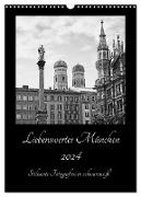 Liebenswertes München 2024 - Stilisierte Fotografien in schwarzweiß (Wandkalender 2024 DIN A3 hoch), CALVENDO Monatskalender