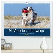 Mit Aussies unterwegs - Die bunte Welt der Australian Shepherds (hochwertiger Premium Wandkalender 2024 DIN A2 quer), Kunstdruck in Hochglanz