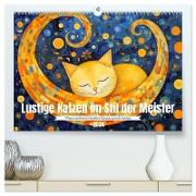 Lustige Katzen im Stil der Meister (hochwertiger Premium Wandkalender 2024 DIN A2 quer), Kunstdruck in Hochglanz