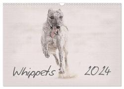 Whippet 2024 (Wandkalender 2024 DIN A3 quer), CALVENDO Monatskalender