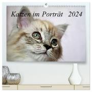 Katzen im Porträt / Geburtstagskalender (hochwertiger Premium Wandkalender 2024 DIN A2 quer), Kunstdruck in Hochglanz