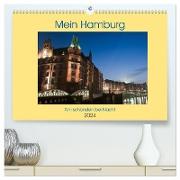 Mein Hamburg - Am schönsten bei Nacht (hochwertiger Premium Wandkalender 2024 DIN A2 quer), Kunstdruck in Hochglanz