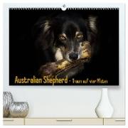 Australian Shepherd - Traum auf vier Pfoten (hochwertiger Premium Wandkalender 2024 DIN A2 quer), Kunstdruck in Hochglanz