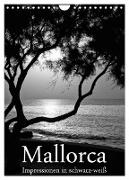 Mallorca Impressionen in schwarz-weiß (Wandkalender 2024 DIN A4 hoch), CALVENDO Monatskalender