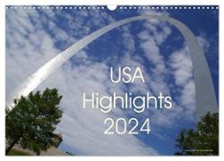 USA Highlights 2024 (Wandkalender 2024 DIN A3 quer), CALVENDO Monatskalender
