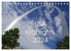 USA Highlights 2024 (Tischkalender 2024 DIN A5 quer), CALVENDO Monatskalender