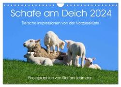 Schafe am Deich 2024. Tierische Impressionen von der Nordseeküste (Wandkalender 2024 DIN A4 quer), CALVENDO Monatskalender