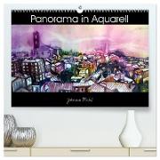 Panorama in Aquarell (hochwertiger Premium Wandkalender 2024 DIN A2 quer), Kunstdruck in Hochglanz