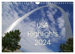 USA Highlights 2024 (Wandkalender 2024 DIN A4 quer), CALVENDO Monatskalender