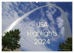 USA Highlights 2024 (Wandkalender 2024 DIN A2 quer), CALVENDO Monatskalender