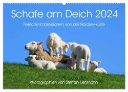 Schafe am Deich 2024. Tierische Impressionen von der Nordseeküste (Wandkalender 2024 DIN A2 quer), CALVENDO Monatskalender