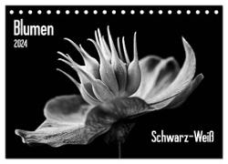 Blumen 2024, Schwarz-Weiß (Tischkalender 2024 DIN A5 quer), CALVENDO Monatskalender