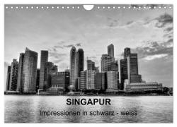 Singapur - Impressionen in schwarz - weiss (Wandkalender 2024 DIN A4 quer), CALVENDO Monatskalender