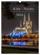 Köln-Nachts - Eine Metropole nicht nur im Mondschein (Wandkalender 2024 DIN A3 hoch), CALVENDO Monatskalender