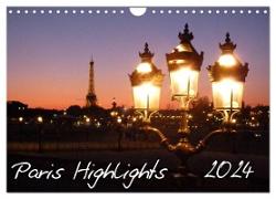 Paris Highlights Wandkalender 2024 DIN A3 quer (Wandkalender 2024 DIN A4 quer), CALVENDO Monatskalender