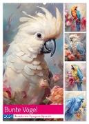 Bunte Vögel. Bezaubernde Papageien-Aquarelle (Wandkalender 2024 DIN A2 hoch), CALVENDO Monatskalender