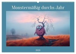 Monstermäßig durchs Jahr (Wandkalender 2024 DIN A2 quer), CALVENDO Monatskalender