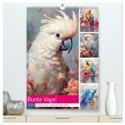 Bunte Vögel. Bezaubernde Papageien-Aquarelle (hochwertiger Premium Wandkalender 2024 DIN A2 hoch), Kunstdruck in Hochglanz