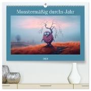 Monstermäßig durchs Jahr (hochwertiger Premium Wandkalender 2024 DIN A2 quer), Kunstdruck in Hochglanz