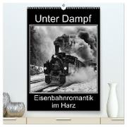 Unter Dampf. Eisenbahnromantik im Harz (hochwertiger Premium Wandkalender 2024 DIN A2 hoch), Kunstdruck in Hochglanz