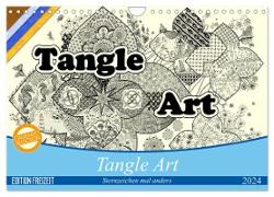 Tangle-Art, Sternzeichen mal anders (Wandkalender 2024 DIN A4 quer), CALVENDO Monatskalender