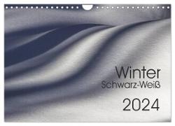 Winter Schwarz-Weiß (Wandkalender 2024 DIN A4 quer), CALVENDO Monatskalender