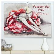 Facetten der Frau - Lavierte Tuschezeichnungen (hochwertiger Premium Wandkalender 2024 DIN A2 quer), Kunstdruck in Hochglanz