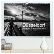 Düsseldorf Ansichten in Schwarz-Weiß (hochwertiger Premium Wandkalender 2024 DIN A2 quer), Kunstdruck in Hochglanz