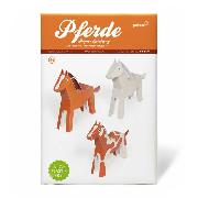 Papierspielzeugset. 3 Pferde