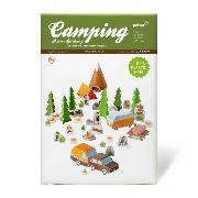 Papierspielzeugset. Camping Dorf