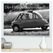 Der Heinkel Kabinenroller Typ 154 in schwarzweiß (hochwertiger Premium Wandkalender 2024 DIN A2 quer), Kunstdruck in Hochglanz