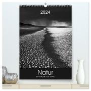 Natur in Schwarz und Weiß (hochwertiger Premium Wandkalender 2024 DIN A2 hoch), Kunstdruck in Hochglanz