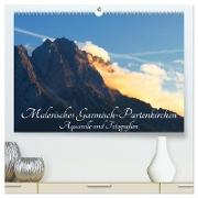 Malerisches Garmisch Partenkirchen - Aquarelle und Fotografien (hochwertiger Premium Wandkalender 2024 DIN A2 quer), Kunstdruck in Hochglanz