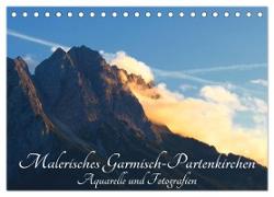 Malerisches Garmisch Partenkirchen - Aquarelle und Fotografien (Tischkalender 2024 DIN A5 quer), CALVENDO Monatskalender