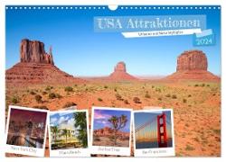 USA ATTRAKTIONEN Urbanes und Naturhighlights (Wandkalender 2024 DIN A3 quer), CALVENDO Monatskalender
