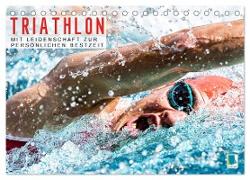 Triathlon: Mit Leidenschaft zur persönlichen Bestzeit (Tischkalender 2024 DIN A5 quer), CALVENDO Monatskalender