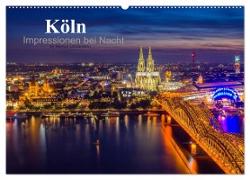 Köln Impressionen bei Nacht (Wandkalender 2024 DIN A2 quer), CALVENDO Monatskalender