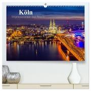 Köln Impressionen bei Nacht (hochwertiger Premium Wandkalender 2024 DIN A2 quer), Kunstdruck in Hochglanz
