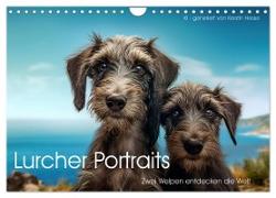 Lurcher Portraits - Zwei Welpen entdecken die Welt (Wandkalender 2024 DIN A4 quer), CALVENDO Monatskalender