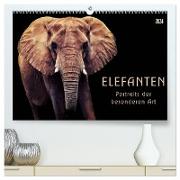 Elefanten - Portraits der besonderen Art (hochwertiger Premium Wandkalender 2024 DIN A2 quer), Kunstdruck in Hochglanz
