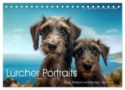 Lurcher Portraits - Zwei Welpen entdecken die Welt (Tischkalender 2024 DIN A5 quer), CALVENDO Monatskalender