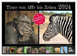 Tiere von Affe bis Zebra 2024 (Wandkalender 2024 DIN A2 quer), CALVENDO Monatskalender