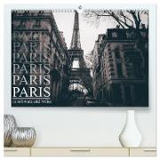 Paris - in schwarz und weiss (hochwertiger Premium Wandkalender 2024 DIN A2 quer), Kunstdruck in Hochglanz
