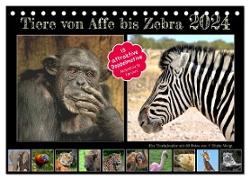 Tiere von Affe bis Zebra 2024 (Tischkalender 2024 DIN A5 quer), CALVENDO Monatskalender