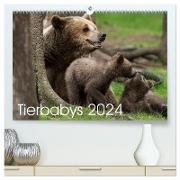 Tierbabys 2024 (hochwertiger Premium Wandkalender 2024 DIN A2 quer), Kunstdruck in Hochglanz